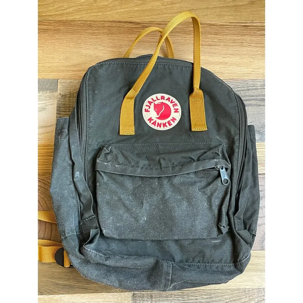 Fjallraven Kanken Classic 23510 Backpack Gray Mustard 16L Travel School Bag